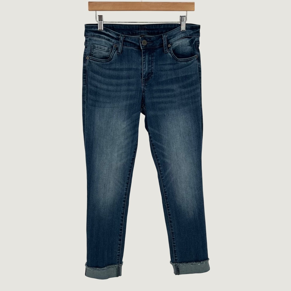 KUT from the Kloth Womens Straight Leg Cuffed Ankle Jeans Size 8 Blue Denim